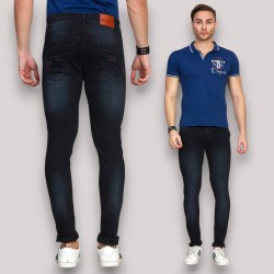 Men Black Cross Pocket  Jeans