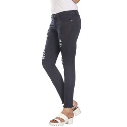 Denim Vistara Women Damage Slim Fit Black Jeans