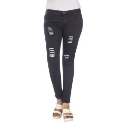 Denim Vistara Women Damage Slim Fit Black Jeans