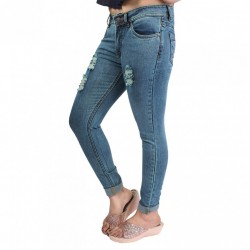 Denim Vistara Women Damage Slim Fit Black Jeans