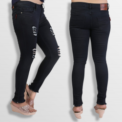 Denim Vistara Women Damage Slim Fit Black Jeans