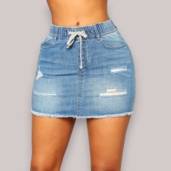 Women Sky Blue Denim Skirt