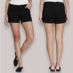 Women Black Denim Shorts