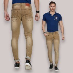Men Yellow Cross Pocket Jeans