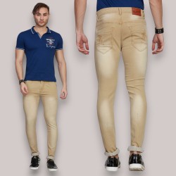 Men Light Yellow Cross Pocket Jeans